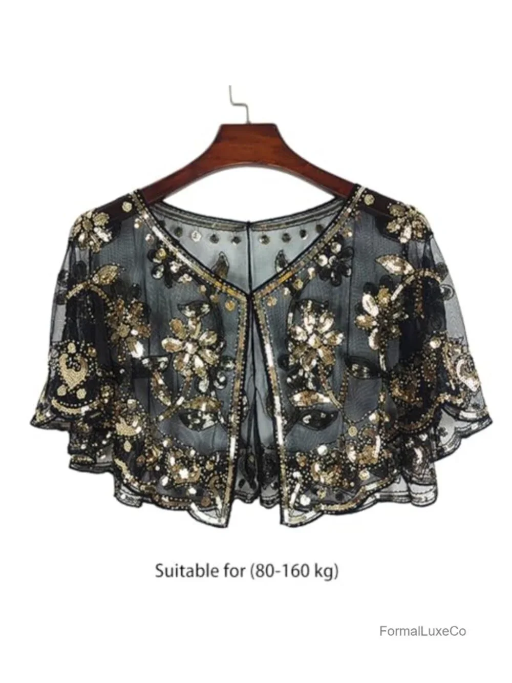 Sequin Beaded Evening Shawl Wrap Flapper Cape Bridal Party Wedding Formal